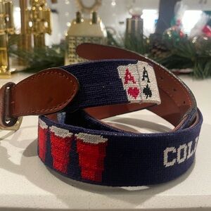 Navy and Brown Needlepoint Belt